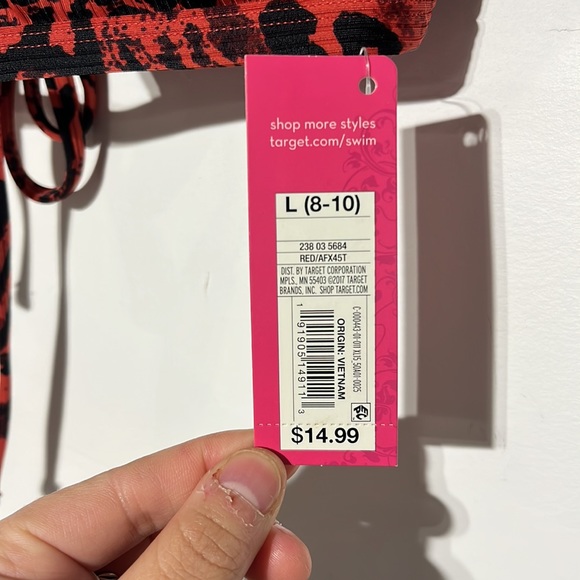 NEW Xhilaration Juniors Red Animal Print Bikini Top Size L (8-10) - Picture 3 of 7